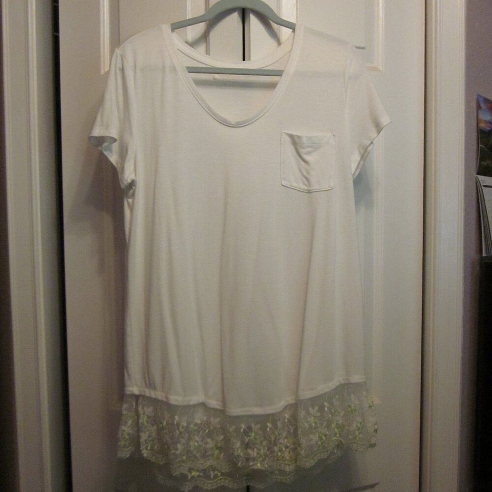 Upcycled Stylus White Lace Tunic Sz XL
